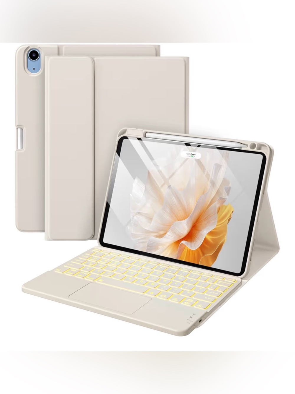 iPad A16 11th/10th Generation Case with Keyboard, Folio Cover